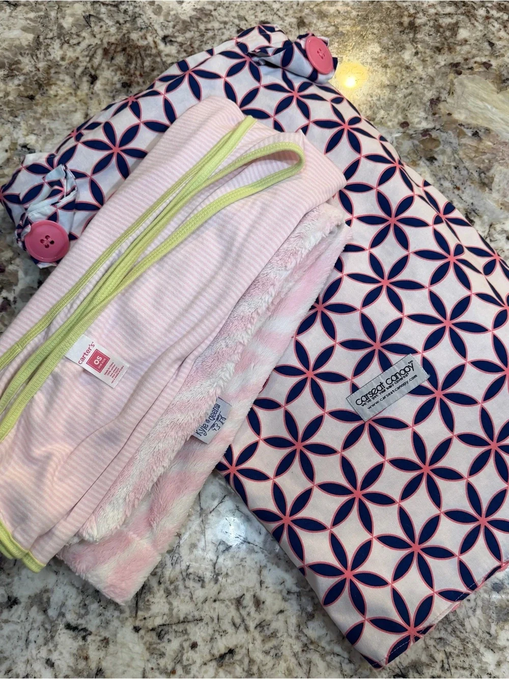 3 Vintage Baby Blanket Lot Carters Kyle & Deena CarSeat Canopy
